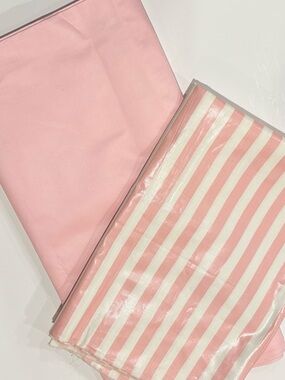 Fabric Bundle Solid Pink and Pink and White Pinstriped Polished Cotton